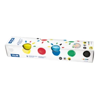 Milan Pack de 6 Tarros de Pintura para Dedos - 40ml por Unidad - Mezclable - Lavable - Colores Surtidos