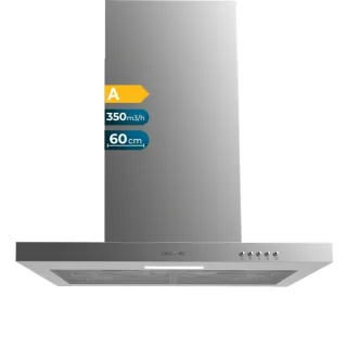 Cecotec Bolero Flux TM 603500 Inox A Campana Extractora de 60cm - 70W - Succion 350m3/h - Luz LED - Incluye Accesorios - Acero Inoxidable - Kit de Montaje - Filtros de Carbono Incluidos - Co