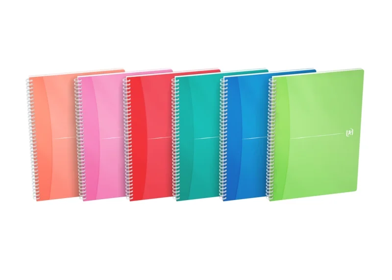 Oxford Office My Colours Cuaderno Espiral A4 - Tapa de Plastico - 5x5 - 90 Hojas - Colores Surtidos · Pack de 5 uds.