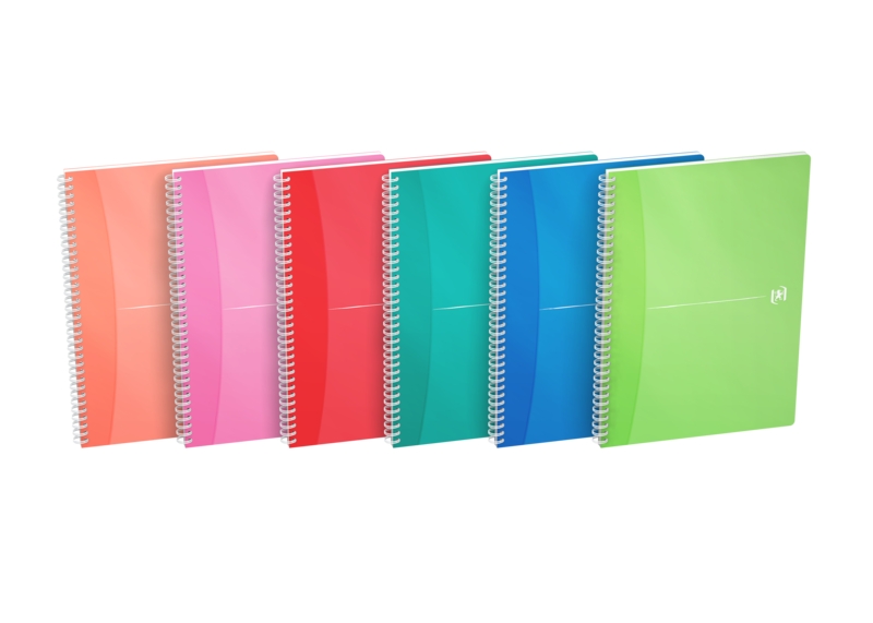 Oxford Office My Colours Cuaderno Espiral A4 - Tapa de Plastico - 5x5 - 90 Hojas - Colores Surtidos · Pack de 5 uds.