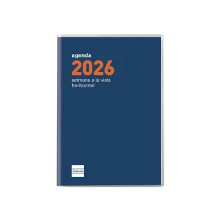 Finocam Coctel Agenda Plana en Catalan - Anual 2026 - Formato Pl3 - 85x6x6mm - Semana Vista Horizontal - Color Azul