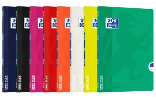 Oxford Libreta Grapada - Formato A4 - 48 Hojas - Cuadricula 5x5mm - Tapa de Plastico - Colores Surtidos · Pack de 10 uds.