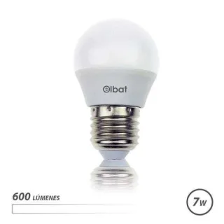 Elbat Bombilla LED - Potencia: 7W - Lumenes: 600 - Tipo de Luz: 4000K Luz Blanca - Casquillo: E27 - Angulo: 220º - Dimensiones: 45X78mm - 30000 Horas de Vida - 15000 Encendidos - Color Blanc