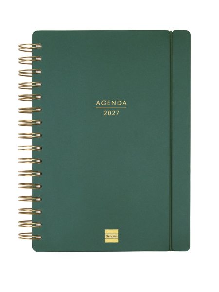 Finocam Haiku Agenda de Espiral en Catalan - 16 Meses - Semana Vista Horizontal - Formato E10 - 155x212mm - Tapa Dura - Papel de 95g/m2 - Cierre con Goma Elastica - Color Verde