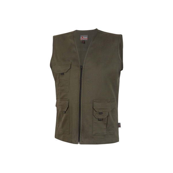 Upower Chica Chaleco Multibolsillos de Algodon Elastico - Talla 2XL - Ligero, Cierre Cremallera, Espacio Personalizacion, Bolsillos Multifuncionales con Velcro - Color Verde Oscuro