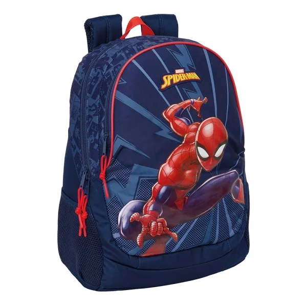 Safta Spider-Man Mochila Adaptable a Carro - Bolsillos Laterales - Dos Compartimentos - Cremalleras Dobles - Hombreras Acolchadas - Asa Superior - 23L - 320x160x440mm - Color Azul Marino