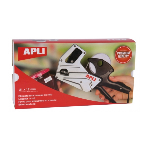 Apli Maquina Etiquetadora de Precios Premium - 1 Linea - 8 Caracteres - Facil Uso - Cambio Rapido de Digitos - Instalacion Sencilla - Correa de Muñeca - Incluye Cartuchos y Rollo de Etiqueta