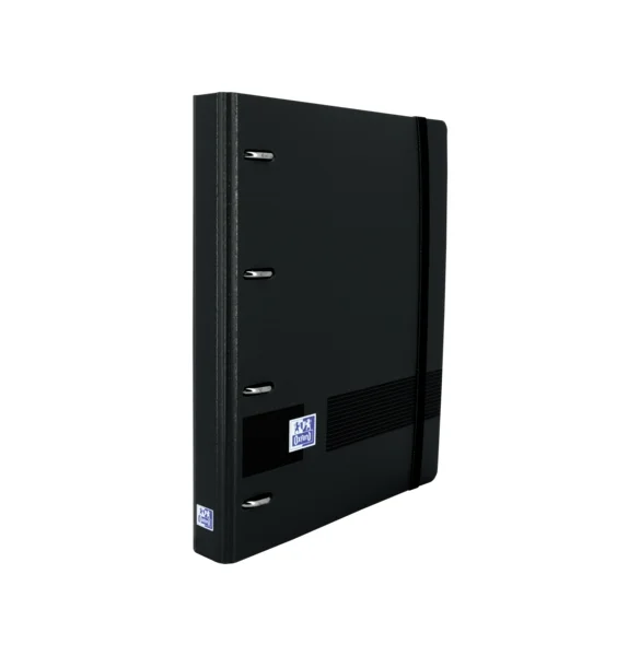 Oxford Europeanbinder Live&Go A5+ con Recambio Dots - Tapa Plastico Superresistente - Anillas 4x25mm - Cierre con Goma Elastica - Color Negro