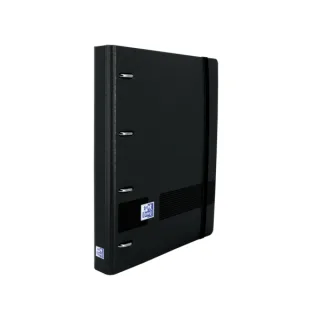 Oxford Europeanbinder Live&Go A5+ con Recambio Dots - Tapa Plastico Superresistente - Anillas 4x25mm - Cierre con Goma Elastica - Color Negro