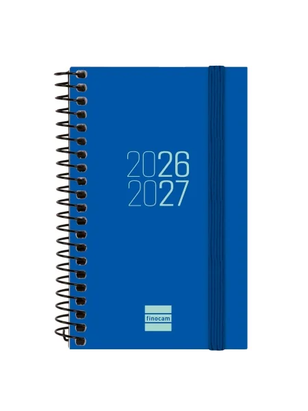 Finocam Espir Agenda Escolar 26/27 en Catalan - Semana Vista Horizontal - Formato E3 - 79x127mm - Tapas de Polipropileno - Papel de 80g/m2 - Espiral - Esquinas Microperforadas - Color Azul