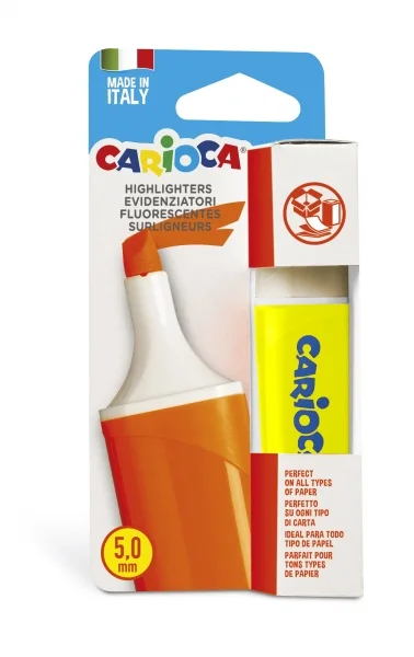 Carioca Memolight Subrayador - Color Brillante y Lavable - Tinta a Base de Agua - Punta Biselada - Color Amarillo