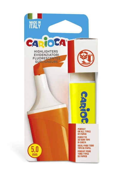 Carioca Memolight Subrayador - Color Brillante y Lavable - Tinta a Base de Agua - Punta Biselada - Color Amarillo