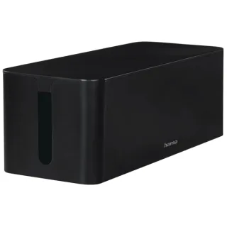 Hama Maxi Caja para Regletas y Cables - Facil Organizacion y Limpieza - Proteccion Infantil y de Mascotas - Diametro Maximo del Cable 15mm - 40.6x15.6x13.5cm - Color Negro
