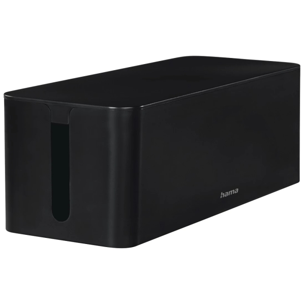 Hama Maxi Caja para Regletas y Cables - Facil Organizacion y Limpieza - Proteccion Infantil y de Mascotas - Diametro Maximo del Cable 15mm - 40.6x15.6x13.5cm - Color Negro