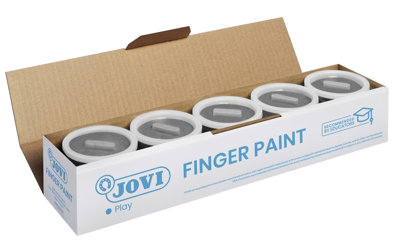Jovi Bote de Pintura de Dedos - 125ml Pintura de Dedos - Colores Mezclables - Textura Gelatinosa - Lavable - sin Gluten Ni Alergenos - No Toxico - Estimula la Coordinacion Motora - Color Neg