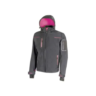 Upower Space Lady Chaqueta Softshell - Talla 2XL - Membrana U-Tex, Impermeable, a Prueba de Viento, Transpirable, Forro Micropolar, Capucha Desmontable, Bolsillos Avanzados, Proteccion DPI1
