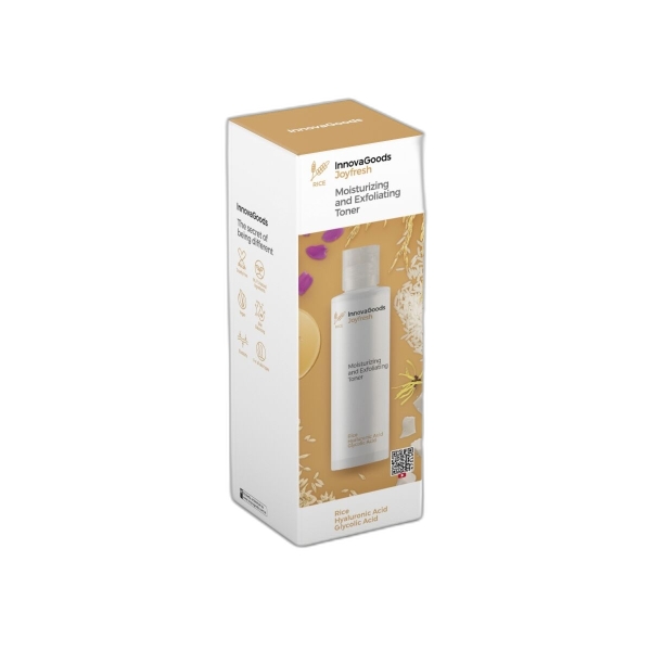 Innovagoods Joyfresh Tonico Facial Hidratante y Exfoliante de Arroz - Contenido 150ml - Vegano - Uso Diario - Dermatologicamente Probado - No Testado en Animales