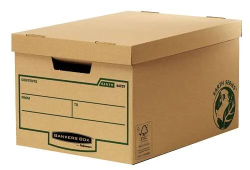 Fellowes Bankers Box Earth Maxi Contenedor de Archivos - Montaje Manual - Carton Reciclado Certificacion FSC - Color Marron · Pack de 10 uds.
