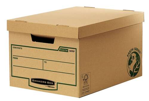 Fellowes Bankers Box Earth Maxi Contenedor de Archivos - Montaje Manual - Carton Reciclado Certificacion FSC - Color Marron · Pack de 10 uds.
