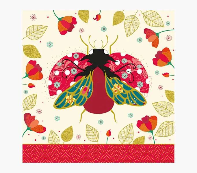 Pictura Tarjeta Arabesque - 16x16cm - Tematica Mariquitas - Tarjeta Triptica sin Envoltorio - Incluido Sobre Blanco - Papel con Certificacion FSC