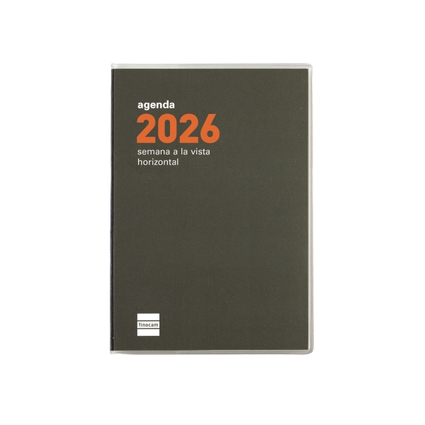 Finocam Min Agenda Plana - Anual 2026 - Formato Pl3 - 85x6x131mm - Semana Vista Horizontal - Color Verde Oscuro