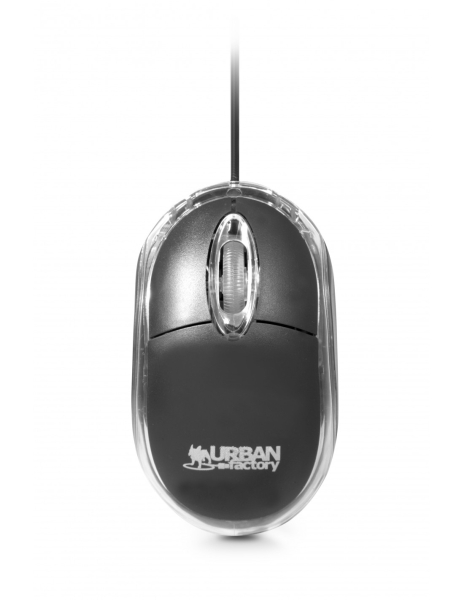 Urban Factory Raton con Cable USB - 800dpi - Uso Ambidiestro - Color Negro