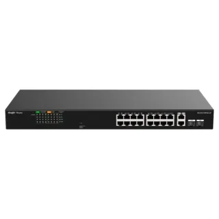 Ruijie RG-ES118FGS-LP Switch - 16 Puertos Ethernet hasta 100Mbps - 2 Puertos Gigabit Rj45/SFP Combo - PoE/PoE+ hasta 120W - Carcasa de Acero - Color Negro