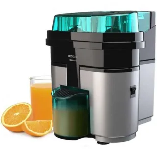 Cecotec EssentialVita Twice Black Exprimidor Electrico 90W - Vaso de 0.5L - Doble Cabezal y Cortador - Filtro para Pulpa