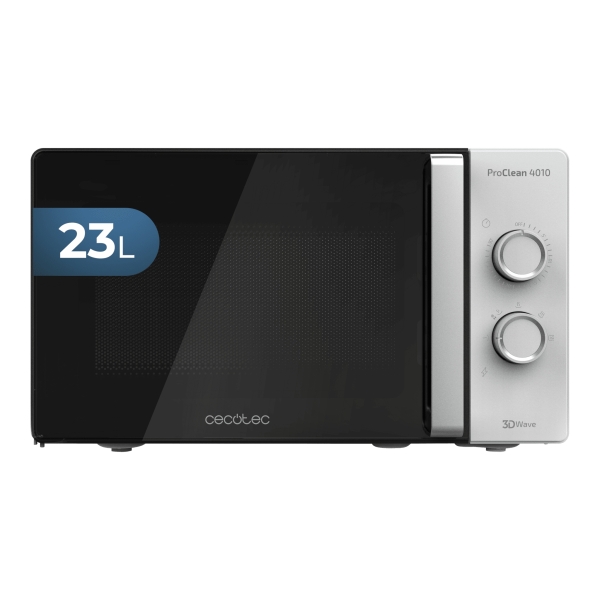 Cecotec ProClean 4010 Microondas - 700W - Capacidad 23L - Temporizador - Controles Manuales - 6 Niveles de Funcionamiento - Revestimiento Facil de Limpiar - 49.5x35.8x28.5cm - Color Negro y
