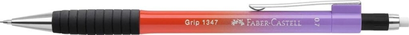 Faber-Castell Grip 1347 Flow Edition Punchy Melon Portaminas 0.7mm - Atractivo Diseño - Grip de Agarre - Goma de Borrar - Color Lila/Rojo Degradado · Pack de 12 uds.