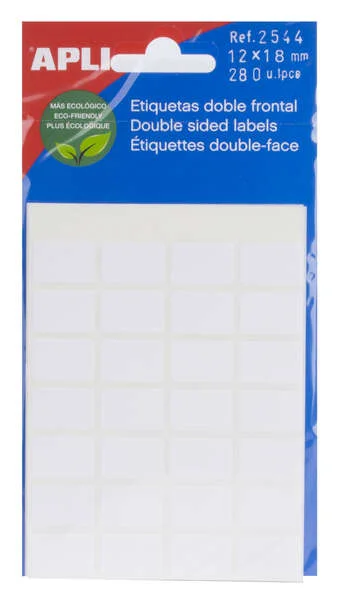 Apli Etiquetas Doble Frontal Blancas 12.0 x 18.0mm