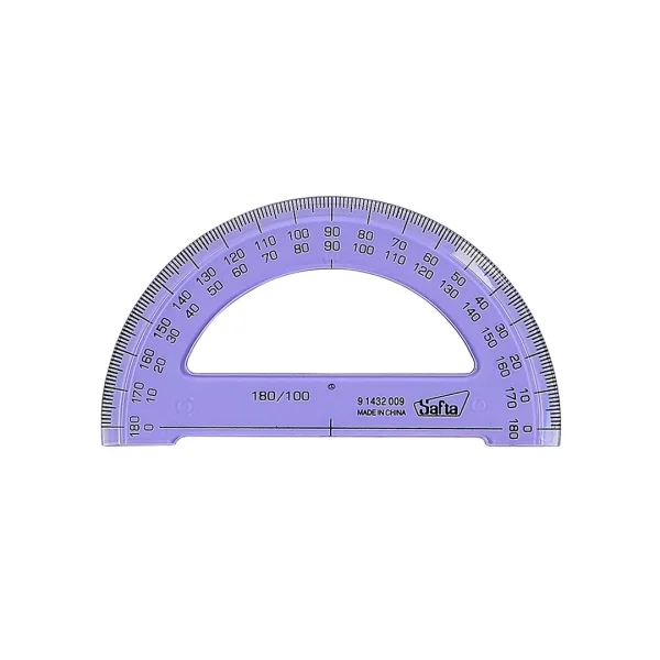 Safta Semicirculo de 9cm - Plastico Transparente - Doble Graduacion - Biselado - Color Aleatorio