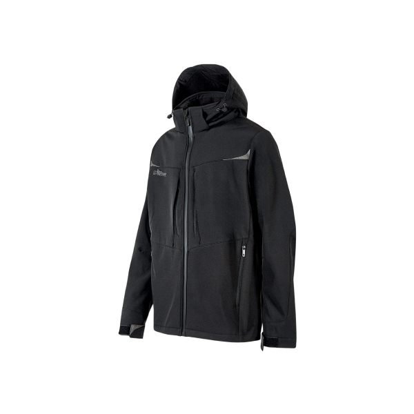 Upower Verve Chaqueta Tecnica Softshell - Talla 2XL - Interior Micro-Fleece con Grafeno, Capucha Desmontable, Repelente al Agua, Detalles Reflectantes, Multiples Bolsillos con Cremallera - C