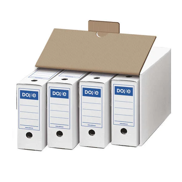Dohe Archivo Definitivo Tamaño Folio - Capacidad para 4 Unidades - Fabricado en Carton Blanco de Primera Calidad · Pack de 10 uds.