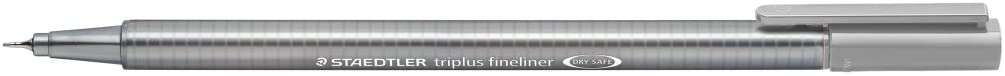 Staedtler Triplus Fineliner 334 Rotulador de Punta Fina - Trazo de 0.3mm - Tinta Base de Agua - Color Gris Plata · Pack de 10 uds.