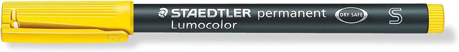 Staedtler Lumocolor Permanent 313 Rotulador Permanente de Punta Fina - Trazo 0.4mm Aprox - Secado Rapido - Color Amarillo · Pack de 10 uds.