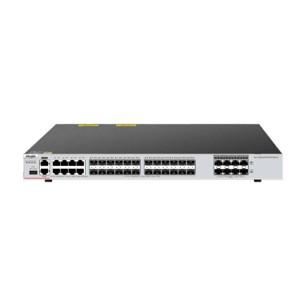Ruijie RG-CS85-24SFP/8GT8XS-D Switch - 8 Puertos Ethernet hasta 1Gbps - 24x SFP hasta 1Gbps - 8x SFP+ hasta 10Gbps - 2 Ventiladores Integrados - Color Negro y Gris
