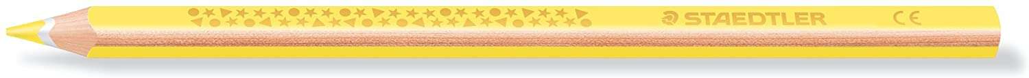 Staedtler Jumbo Noris 128 Lapiz Triangular de Color - Mina de 4mm - Resistencia a la Rotura - Diseño Ergonomico - Color Amarillo · Pack de 12 uds.