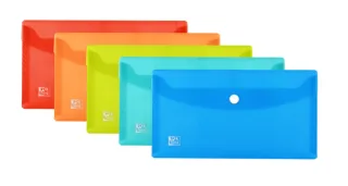Oxford Urban DL Sobre Portadocumentos de Plastico Rigido Translucido DL - Tamaño Sobre Americano - Capacidad hasta 40 Hojas - Cierre de Broche - Colores Surtidos · Pack de 5 uds.
