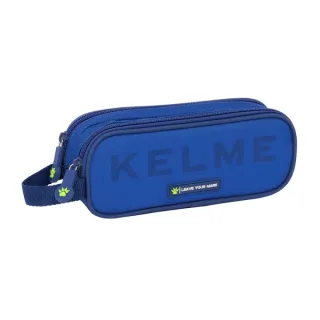 Safta Kelme Blue Portatodo - 2 Compartimentos con Cremalleras - Asa Lateral - 1L - 210x60x80mm - Color Azul