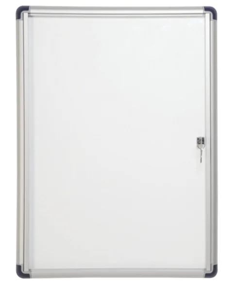 Bi-Office Vitrina para Anuncios o Carteles - Puerta Abatible con Cerradura - Tamaño 35.7 x 49cm - Superficie de Acero Lacado Magnetico - Color Aluminio