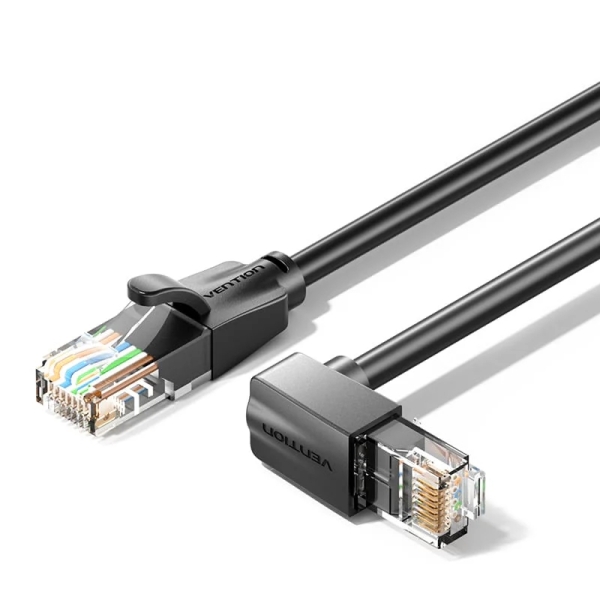 Vention Cable de Red Cat.6 UTP - Longitud 1m - Acodado - Velocidad hasta 1Gbps - 26AWG - Cubierta de PVC - Color Negro