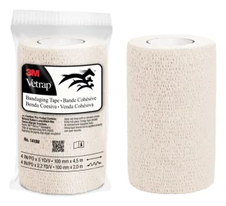 3M Vetrap Venda Cohesiva - 10cm x 4.5m - Flexible - Transpirable - Autoadhesiva - Color Blanco