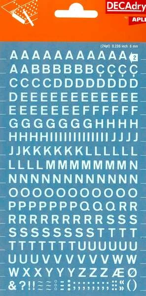 Apli Letras Transferibles Blancas 6mm - 258 Caracteres - Facil Aplicacion - Gran Adherencia - Versatil Blanco