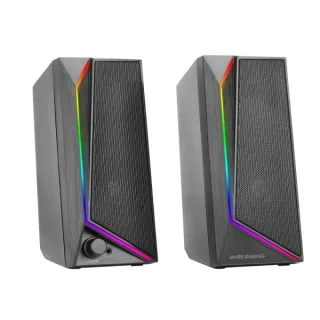Mars Gaming MS72 Altavoces Gaming de 15W - Luces RGB - Jack 3.5mm - Procesador de Sonido DSP - 178x79x110mm - Color Negro