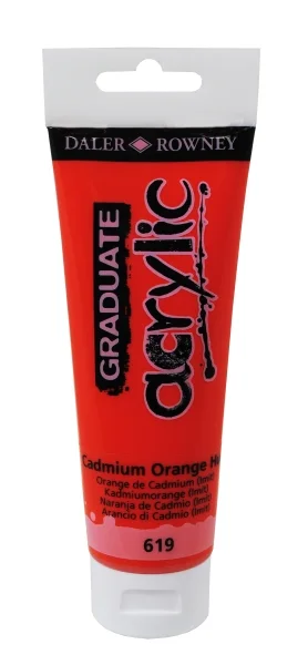 Daler Rowney Graduate Pintura Acrilica - Tubo de Plastico - 120ml - Color Naranja de Cadmio
