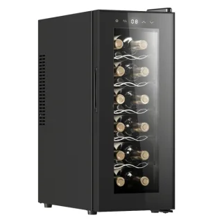 Cecotec Bolero GrandSommelier 1250 CoolCrystal Vinoteca para 12 Botellas - Silencioso 35dB - Luz LED - Pantalla LED - Temperatura Regulable - Control Tactil - Color Negro