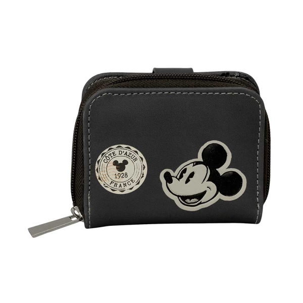 Safta Mickey Mouse Monedero con Billetera - Compartimento para Billetes y Tarjetas - Cierre con Iman - Compartimento para Monedas - 0.10L - 110x20x95mm - Color Negro