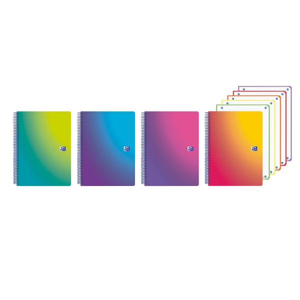 Oxford Cuaderno de Espiral - Formato A4+ - 120 Hojas - Cuadricula 5x5mm - Tapa de Plastico - Anti Traspaso de Tinta - Digitalizacion de Textos con App - Colores Surtidos · Pack de 5 uds.