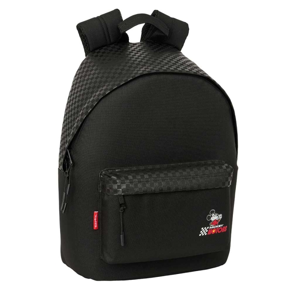 Safta Mickey and Friends Racing - Teen Mochila para Portatiles hasta 14.1" - Bolsillo para Tablet hasta 10.6" - Bolsillo Frontal - Asa de Mano - Acolchada - 31x41x16cm - Color Negro